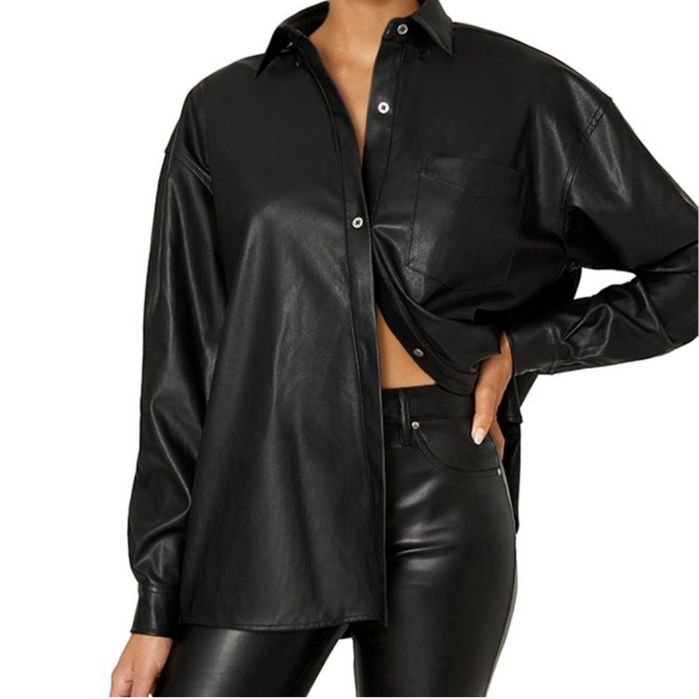 WeWoreWhat Leather Button Up
